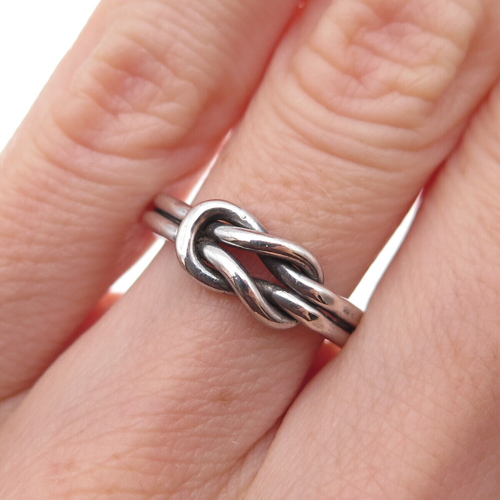925 Sterling Silver Vintage Mexico Love Knot Oxidized Ring Size 6
